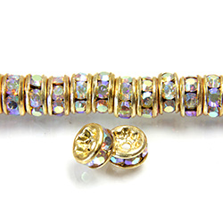 Czech Rhinestone Rondelle - Round 04.5MM CRYSTAL AB-GOLD