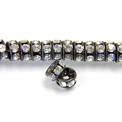 Czech Rhinestone Rondelle - Round 04.5MM CRYSTAL-BLACK