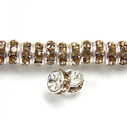 Czech Rhinestone Rondelle - Round 04.5MM LT COLORADO TOPAZ-SILVER