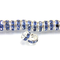 Czech Rhinestone Rondelle - Round 04.5MM LT SAPPHIRE-SILVER