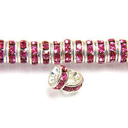 Czech Rhinestone Rondelle - Round 04.5MM ROSE-SILVER