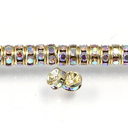 Czech Rhinestone Rondelle - Round 05MM CRYSTAL AB-GOLD