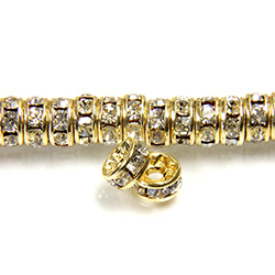 Czech Rhinestone Rondelle - Round 05MM CRYSTAL-GOLD