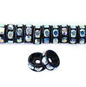 Czech Rhinestone Rondelle - Round 06MM CRYSTAL AB-JET