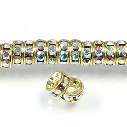 Czech Rhinestone Rondelle - Round 06MM CRYSTAL AB-RAW