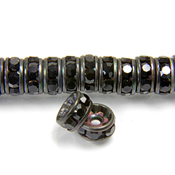 Czech Rhinestone Rondelle - Round 06MM JET-BLACK