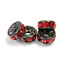 Czech Rhinestone Rondelle - Round 07MM LT SIAM RUBY-BLACK