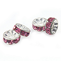 Czech Rhinestone Rondelle - Round 07MM ROSE-SILVER