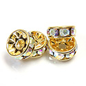 Czech Rhinestone Rondelle - Round 08MM CRYSTAL AB-GOLD