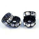 Czech Rhinestone Rondelle - Round 08MM CRYSTAL-BLACK