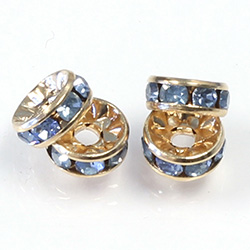 Czech Rhinestone Rondelle - Round 08MM LIGHT SAPPHIRE-RAW