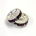 Czech Rhinestone Rondelle - Round 10MM AMETHYST-SILVER