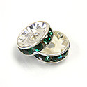 Czech Rhinestone Rondelle - Round 10MM EMERALD-SILVER