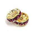 Czech Rhinestone Rondelle - Round 10MM FUCHSIA-GOLD