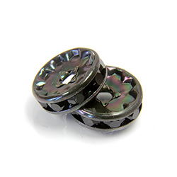 Czech Rhinestone Rondelle - Round 10MM JET-BLACK