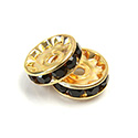 Czech Rhinestone Rondelle - Round 10MM JET-GOLD