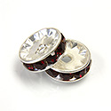 Czech Rhinestone Rondelle - Round 10MM SIAM RUBY-SILVER