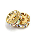 Czech Rhinestone Rondelle - Round 12MM CRYSTAL AB-GOLD