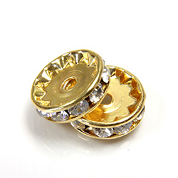 Czech Rhinestone Rondelle - Round 12MM CRYSTAL-GOLD