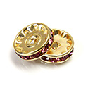 Czech Rhinestone Rondelle - Round 12MM FUCHSIA-GOLD