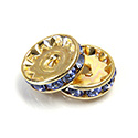 Czech Rhinestone Rondelle - Round 12MM LT SAPPHIRE-GOLD