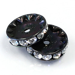 Czech Rhinestone Rondelle - Round 14MM CRYSTAL-BLACK