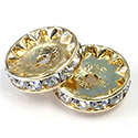 Czech Rhinestone Rondelle - Round 14MM CRYSTAL-GOLD