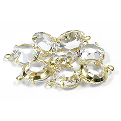 Preciosa Crystal Channel Connector - Prong-Set Setting with 2 Loops 39SS CRYSTAL-GOLD