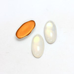 Glass Medium Dome Foiled Cabochon - Oval 18x9MM WHITE OPAL