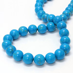 Gemstone Bead - Smooth Round 12MM HOWLITE DYED TURQUOISE