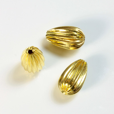 Brass Corrugated Bead - Standard Pear 15x8MM RAW