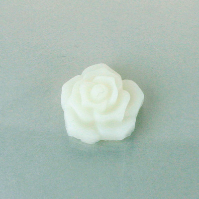 Plastic Carved No-Hole Flower - Rose 15MM TRANS MATTE WHITE