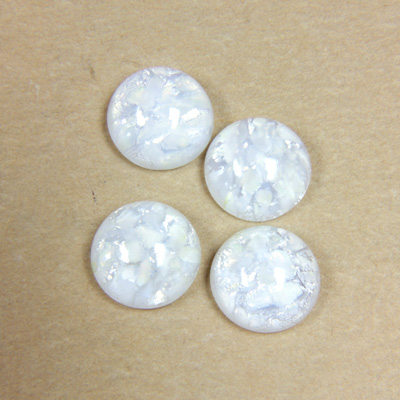 Glass Medium Dome Lampwork Cabochon - Round 13MM OPAL WHITE (05015)