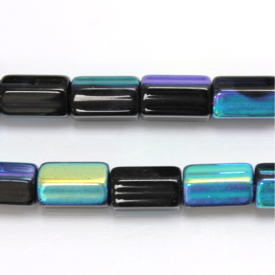 Czech Glass Fire Polished Bead - Atlas 12x8MM JET AB