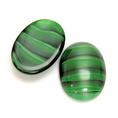 Glass Medium Dome Cabochon - Oval 25x18MM TIGEREYE GREEN