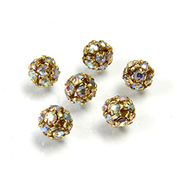 Czech Crystal Rhinestone Ball - 06MM CRYSTAL AB-GOLD