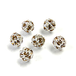 Czech Crystal Rhinestone Ball - 06MM LT COLORADO TOPAZ-SILVER