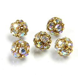 Czech Crystal Rhinestone Ball - 08MM CRYSTAL AB-GOLD