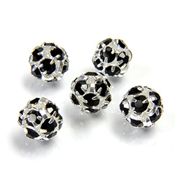 Czech Crystal Rhinestone Ball - 08MM JET-SILVER