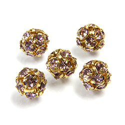 Czech Crystal Rhinestone Ball - 08MM LT AMETHYST-GOLD