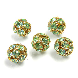 Czech Crystal Rhinestone Ball - 08MM PERIDOT-GOLD