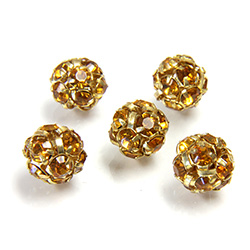 Czech Crystal Rhinestone Ball - 08MM TOPAZ-GOLD