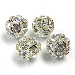 Czech Crystal Rhinestone Ball - 10MM CRYSTAL-SILVER