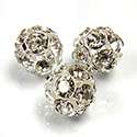 Czech Crystal Rhinestone Ball - 12MM CRYSTAL-SILVER