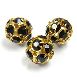 Czech Crystal Rhinestone Ball - 12MM JET-RAW