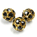 Czech Crystal Rhinestone Ball - 12MM JET-RAW