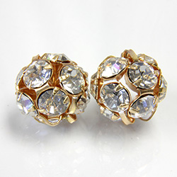 Czech Crystal Rhinestone Ball - 14MM CRYSTAL-GOLD