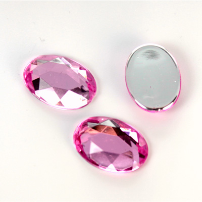 Plastic Flat Back Foiled Rose Cut Rhinestone - Oval 18x13MM ROSE