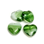 Czech Pressed Glass Bead - Smooth Heart 16x15MM PORPHYR GREEN