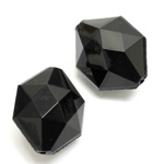 Plastic Bead - Opaque Faceted Hexagon 25x20MM JET